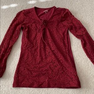 Girls Red Long Sleeve Top